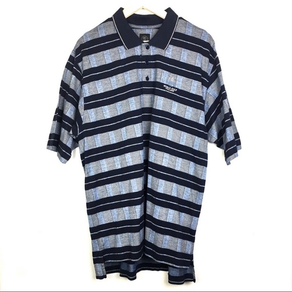 Nike Blue Striped Men’s Polo Size Large World Golf Village Collared Shirt - Picture 1 of 6
